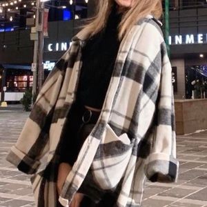 white and black plaid shacket